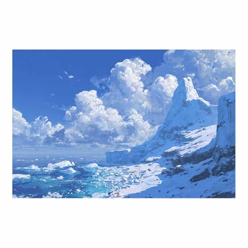 Paisaje helado en lienzo azul de 40x60cm sin marco para decorar tu pasillo