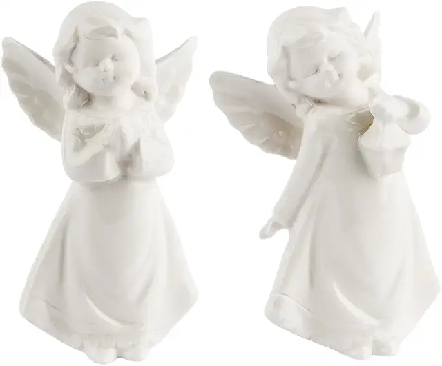 Engel Figuren Deko: 2 edle Porzellan-Engel, 8-8,5cm hoch, stehend