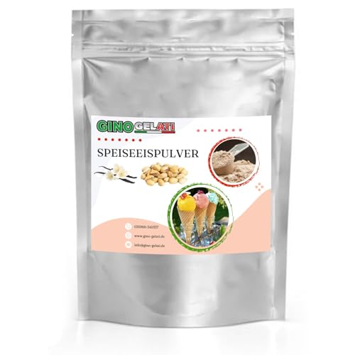 Gino Gelati Vanille Eis Speiseeis Pulver, Vanilleeis selber machen, verschiedene Sorten, schnelle und einfache Zubereitung, für Haushaltseismaschinen (1 Kg, Vanille Pistazie)