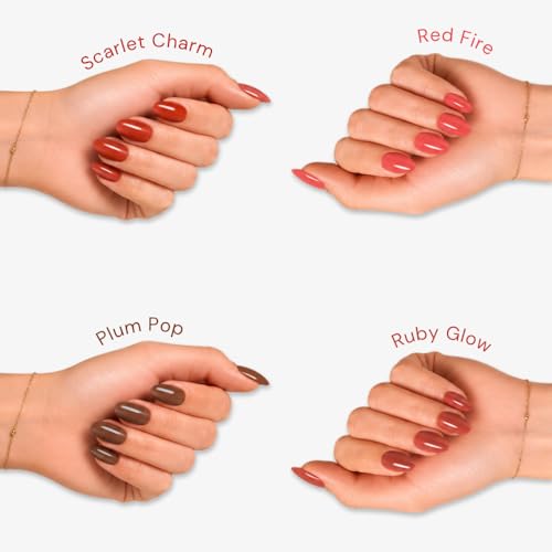 Image of 4 in 1 Glow & Go Nail Lacquer Kit | Nail Polish Set For Women, Travel-Friendly | Glossy Finish, Rich Pigment & Quick Dry Formula Nail Paint | Smooth Application - Shades Velvet Desire 02