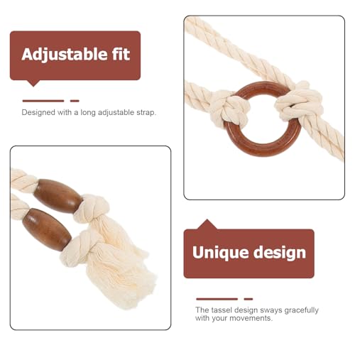 2pcs Tassel Braided Waist Belt: Adjustable Cotton Rope Belt For Dresses - Medieval Style Woven Waistband With Fringe For Boho And Renaissance Costumes3