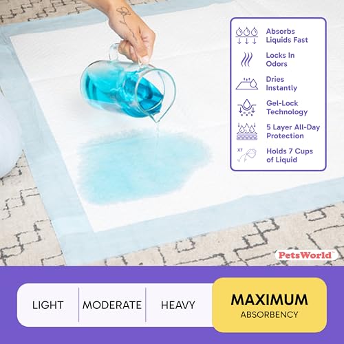 Image of Pee Pads for Dogs 37x54 Fresh Scented | Dog Training Pads 25 Count | Fresh scented, 37x54 in, XXXL, 25 pack, 5-layer leak-proof, waterproof backing, adhesive tabs, giant breeds