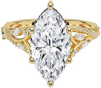 Marquise Cut Moissanite Engagement Ring Colorless VVS1 10K 14K 18K 22K Yellow Gold 3 CT Wedding Ring, Bridal Ring, Gift for Christmas