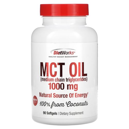 DietWorks Mct Oil Softgels Supports Fat Burning Boost Metabolism Natural Source of Energy Promotes Weight Loss Keto and Paleo Friendly 90 Count
