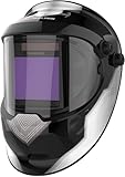 YESWELDER Großes Sichtfeld Schweißhelm Echte Farbe Schweißmaske Solarbetriebene Schweißmaske mit Seitenansicht, 4 Lichtbogensensoren Breiter Schatten 4/5-9/9-13 Schweißerhelm für WIG MIG ARC