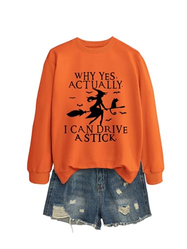 Why Yes Actually I Can Drive A Stick Sweatshirt for Women Crew Neck Pullover Funny Graphic Shirts Halloween Tops2