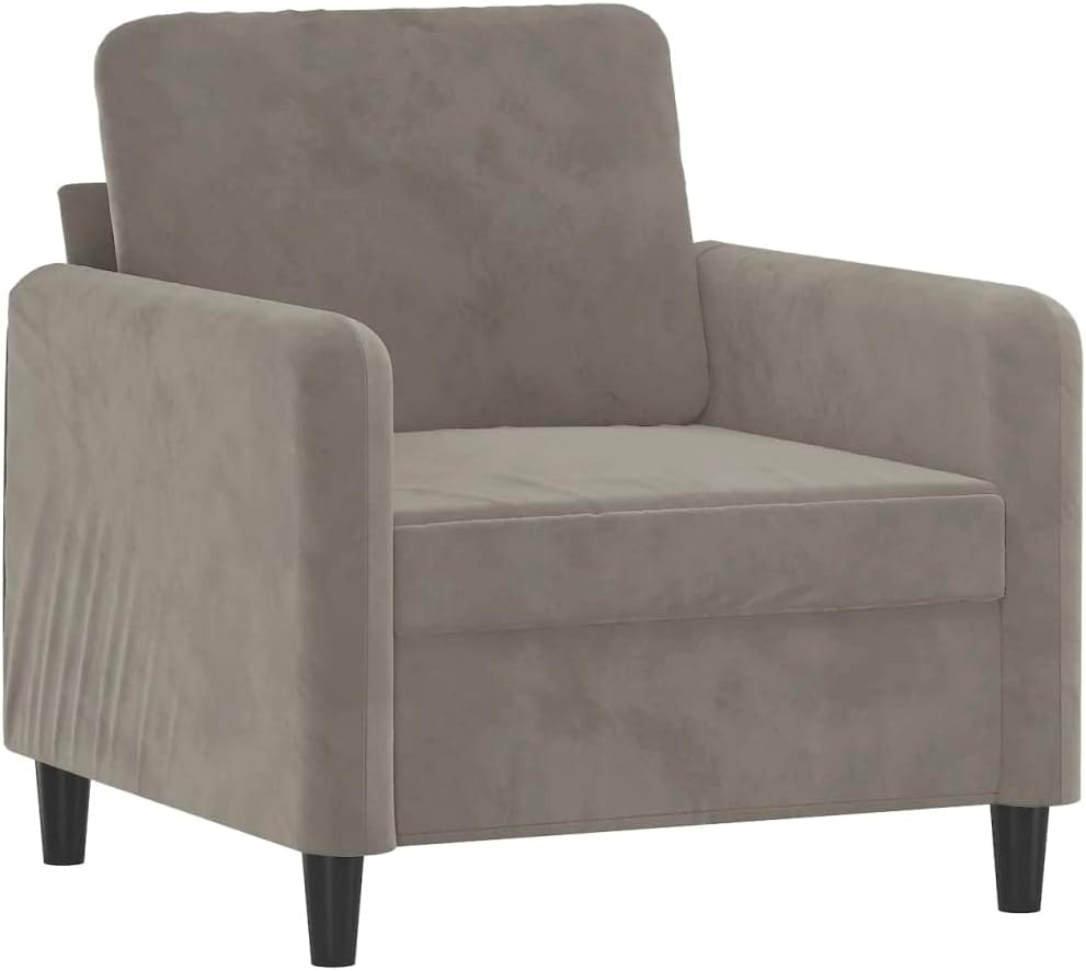 Sofa Chair Light Gray Velvet (100% Polyester) Living Room Furniture