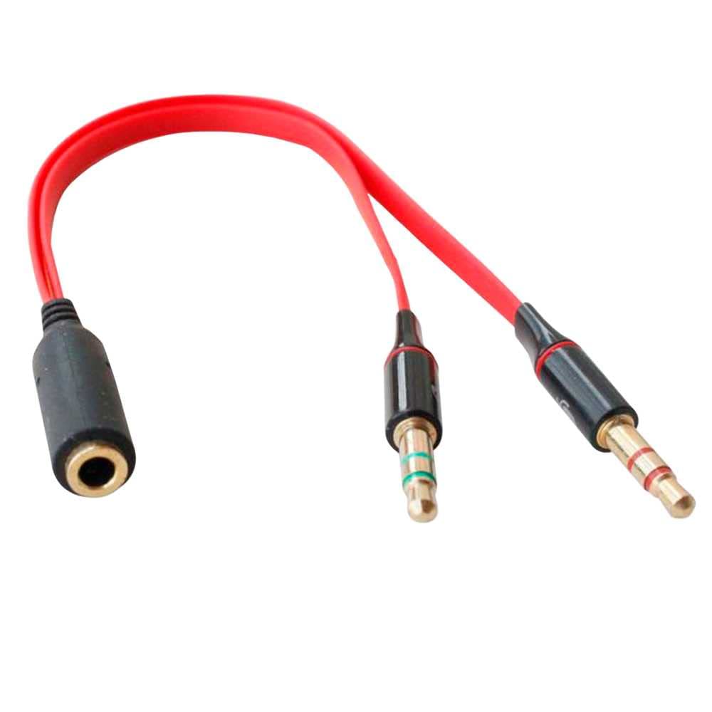 Ociodual TRRS 3.5mm Female Jack to 2 TRS Dual AUX Male Mic Microphone Audio Y Splitter Cable Adapter Red for Headphone Headset - Image 2