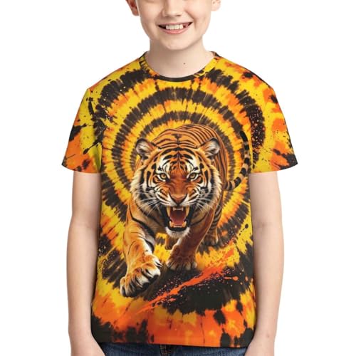 Image of Big Kids Tie Dye Shirt for Boys Girls Short Sleeve Hippie Tshirt Senior Tee