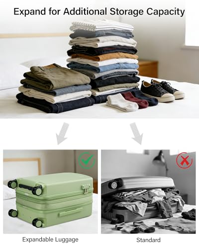 Image of Hanke 20 Inch Expandable Carry On Luggage, Hard Shell with Side Hook