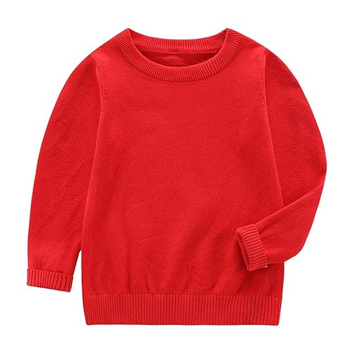 Toddler Boys And Girls Fall And Winter Round Neck Pullover Solid Color Knitted Jacket Toddlers