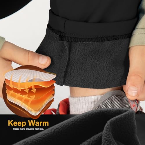 Kids Boys Girls Hiking Snow Ski Pants Waterproof Winter Warm Elastic Waist Pants Fleece Lined with Zipper Pockets4