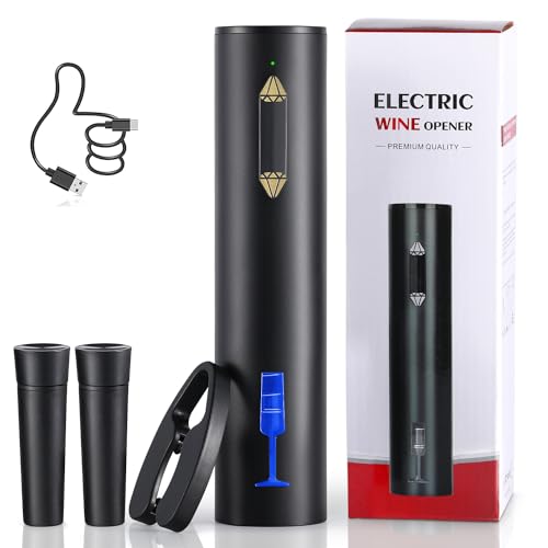 ZOYIDOUX 4-in-1 Elektrischer Wiederaufladbarem Weinöffner, Elektrischer Flaschenöffner mit Erinnerung an die Batterie mit Sch