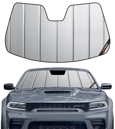 Pigenius Windshield Sun Shade for Dodge Charger 2011-2023 with Rearview Mirror Mounted Camera...