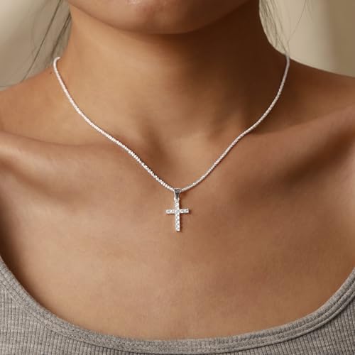 925 Sterling Silver Sparkly Cross Butterfly Necklace for Women Dainty 14k Gold Plated Twisted Rope Cross Pendant Necklace CZ Faith Charm Chain Religious Christian Jewelry Christmas Gifts2