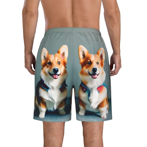 Wearing Clothes Cute Corgi Dogs Print Stylish Beach Shorts Swim Trunks Lightweight Breathable Summer Outdoor Activities3