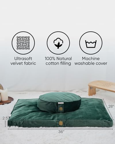Image of Mindful & Modern Zabuton Meditation Mat - Cotton Filled Yoga and Meditation Pad - Zabuton Meditation Cushion for Kneeling and Sitting Support - Large Rectangular Sitting Floor Pillow for Bench or Zafu