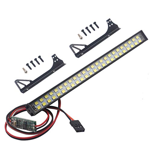 Vgoohobby RC Light Bar Roof Lamp Kit 48 Double Row Lights Compatible with Traxxas Slash Rustler Trx4 Axial SCX10 Tamiya D90 Gen8 1/10 RC Crawler (Wrangler Bracket)