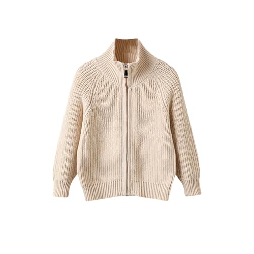 Girls Ribbed Knit Coats Zip up Crochet Cardigan Jackets Teen Kids Plain Long Sleeve Breathable Sweater Clothes2