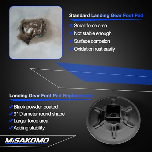 2 Pcs- 362486 9" Diameter Rear Jack Foot Pads with Attachment Pins Compatible with 2" I.D Square Tube, LC Hall Effect Ground Control 3.0 by Misakomo - Image 2