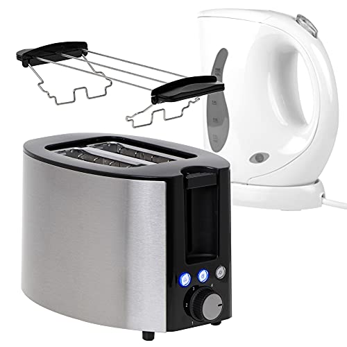 TronicXL 2-Schlitz Toaster mit Brötchen-Aufsatz + 0,6l Wasserkocher Frühstück-Set Frühstücks-Set - Brot Toast mit…