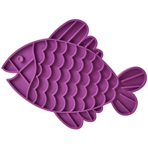 Image of SPOT Soothers Fish Lick Mat - 9.75in Slow Feeder & Calming Mat for Cats, Kittens, Medium & Large Dogs and Puppies, Food-Grade Rubber, Dishwasher Safe, Anxiety & Boredom Relief