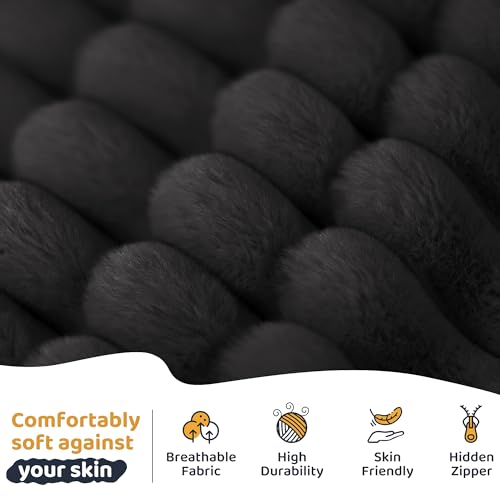Image of Bean Bag Chair, Giant Bean Bag Chairs for Adults and Kids, Bean Bag Sofa, Lazy Floor Sofa, Faux Fur Beanbag Chair with Armrests for Living Room Bedroom (Black)