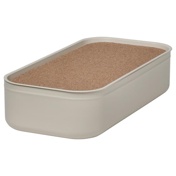 Storage Box with Lid – Durable Plastic Organizer Bin for Home, Office, or Garage – Stackable & Dustproof (Light beige, 12x24x6 cm)