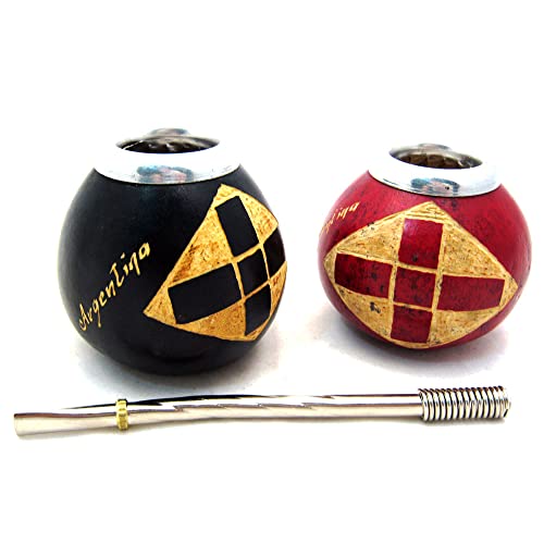 PAMPAs CARVED CROSS HAND MADE MATE GOURD for YERBA or TEA WITH STRAW BOMBILLA KIT ARTISAN NEW 7850