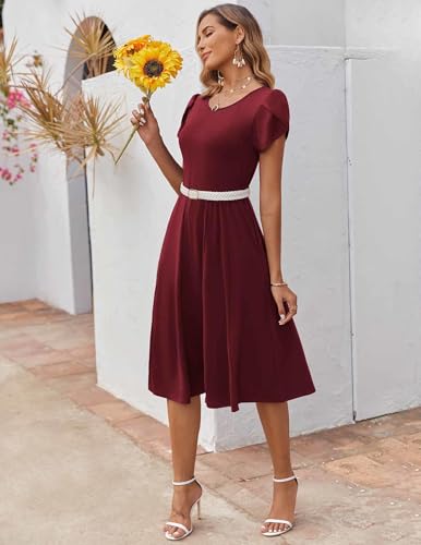 Image of ZEAGOO Womens Casual Dresses for Summer Short Sleeve Flare Midi Dress Loose Flowy Beach Sundress