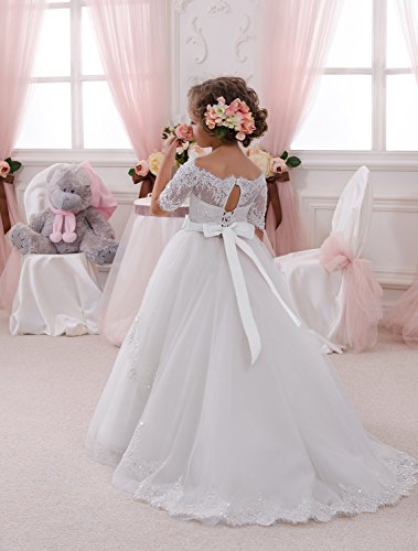 Elegant Flower Girl Lace Beading First Communion Dress 2-12 Years Old2