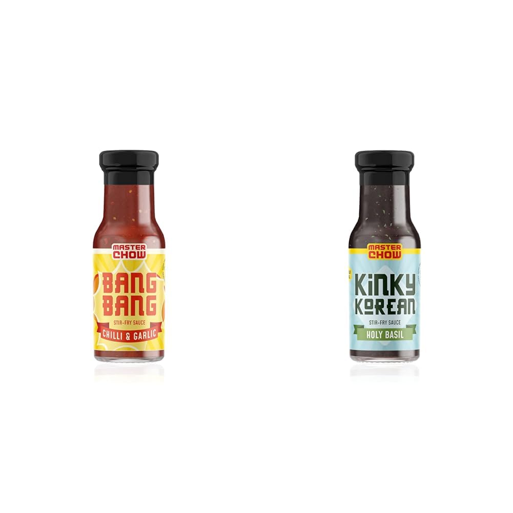 MasterChow Low Calories Cooking Sauce Kit with Bang Bang Chilli Garlic Stir-Fry Sauce & Holy Basil Kinky Korean Cooking Sauce | Made in Small Batches | Serves 4-5 Meals