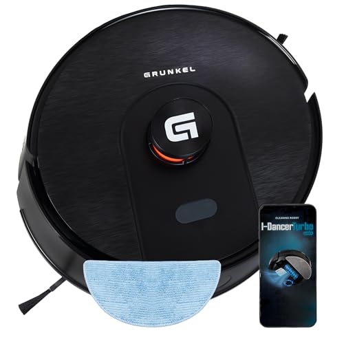 Grunkel Robot Aspirador y friegasuelos I-Dancer Turbo Laser con navegación láser y Motor de 8000Pa de succión y 45W de Potencia con App movil y Wi-fi