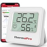 ThermoPro TP357 Bluetooth Hygrometer Mini Room Thermometer Indoor with Alerts, Humidity Meter and Temperature Monitor with Smart App and Data Recording with Humidity Sensor for Baby Room Office