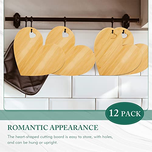 Patelai FA-PATELAI-157165 12 Set Bridal Shower Party Favor Wooden Heart Shaped Cheese Board Cheese Knives Set Thank You Tag thumb #5