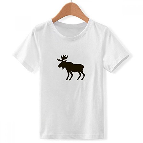T-Shirt Noir Elk vêtement enfant multicolore à col rond blanc