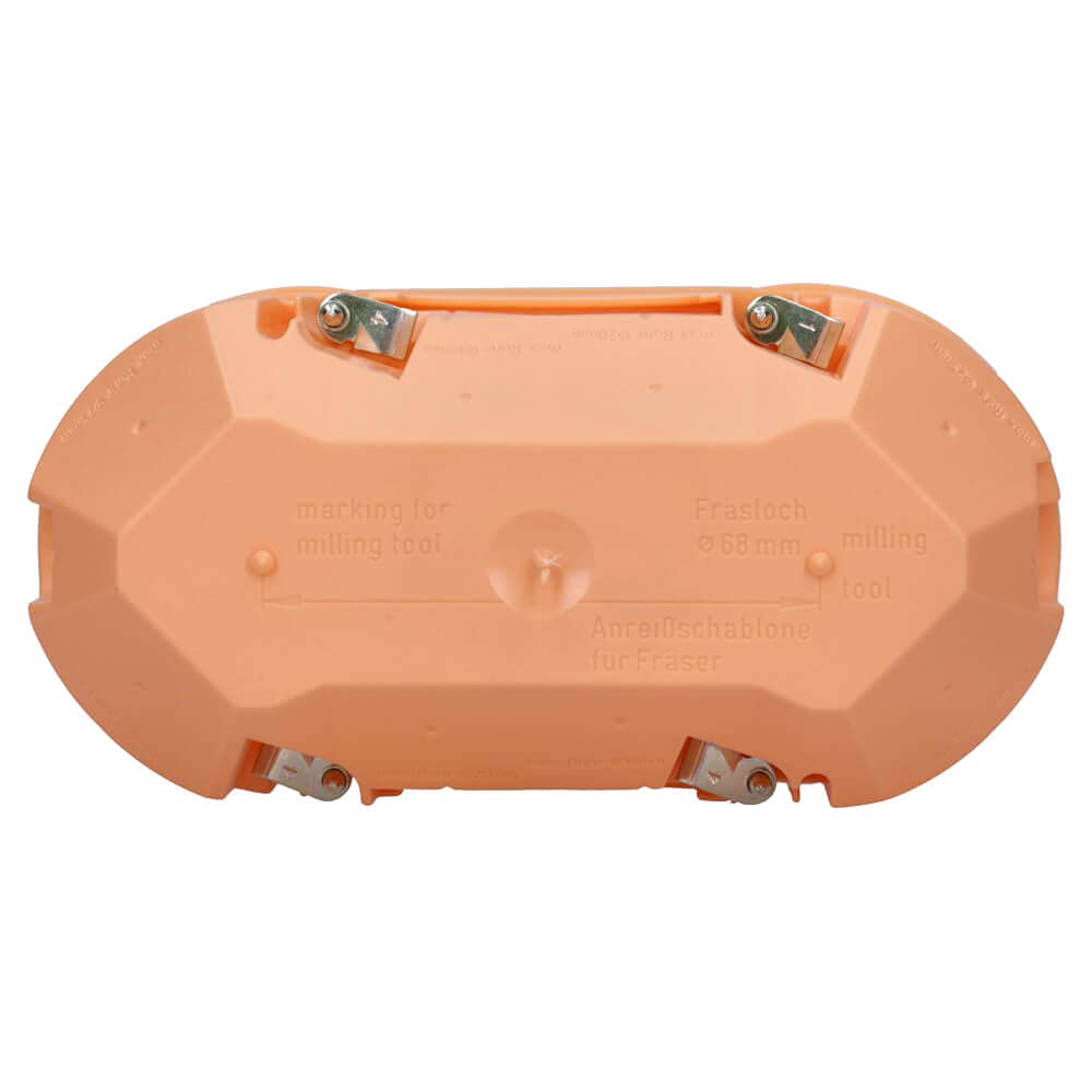 Voxura Hohlwand-Elektronikdose Gerätedose Schalterdose Tunnel 2 Kammer Dose winddicht 2x Ø 68mm Einbautiefe 75mm tief HW inkl. Trennwand und Abdeckung orange 21 Stück