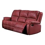 BOWERY HILL Contemporary Motion Sofa in Red Synthetic Leather
