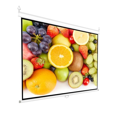 Aqkgtj Pantalla de proyector retráctil portátil de 100 Pulgadas, Tela proyector Enrollable Manual HD 16:9 para Cine en casa, Oficina