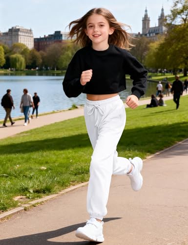 Image of BOOPH Girls Sweatpants Kids Cotton Drawstring Joggers Teen Athletic Pants | Girls Uniformt Pant with Pockets for 7-14Y