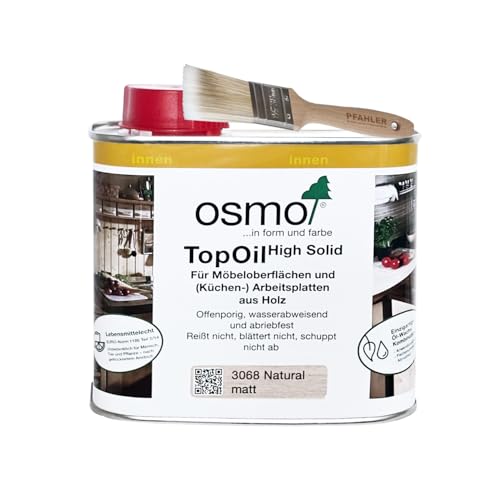 Osmo TopOil High Solid 0 5l 3068 Natural matt Pflegeöl für Holzoberflächen Schützt gegen Flecken & Feuchtigkeit Ideal für Küche Büro & Möbel