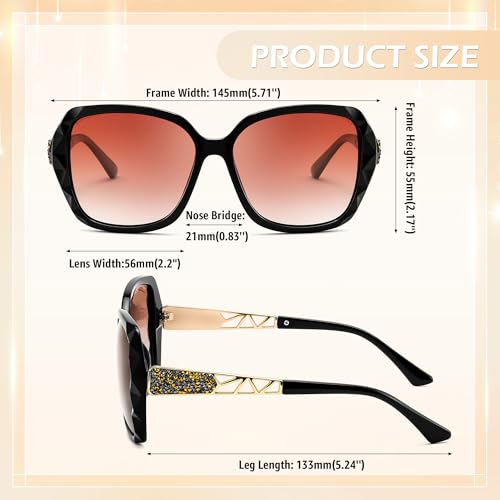 Image of FEISEDY Oversized Sunglasses for Women Square Polarized Sparkling Frame B2289