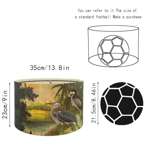 Image of Rustic And Retro Bamboo Pendant Lamp shade Tropical Colorful Animals Design | Unique Art Deco material,Groovy Unique herons Pattern Size 13.8*9Inch,for Living Room Bedroom Office,Effortless Installation