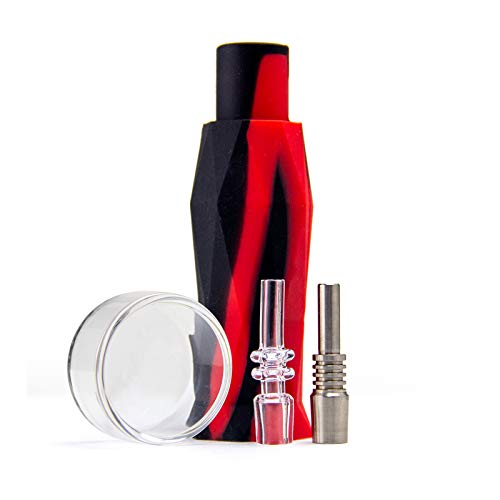 PILOTDIARY Silicone Honey Stick Straw Kit with Travel Case and Tool Red & Black