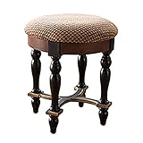 Design Toscano Grand Duchess Vanity Stool, 17 Inch, Walnut