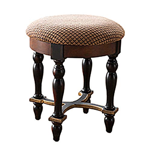 Design Toscano Grand Duchess Vanity Stool, 17 Inch, Walnut