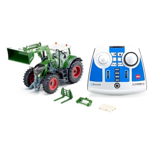siku 6796, Fendt 933 Vario Traktor mit Frontlader, grün, Metall/Kunststoff, 1:32, Ferngesteuert, Inkl. Bluetooth-Fernsteuerung und Zubehör, Steuerung via App möglich