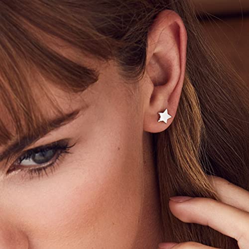 3 Pairs 925 Sterling Silver Star Stud Earrings for Women,Tiny Simple Geometric Stud Earrings Set Small Hypoallergenic Cartilage Tragus Ear Jewellery for Men (3/4/5mm)3