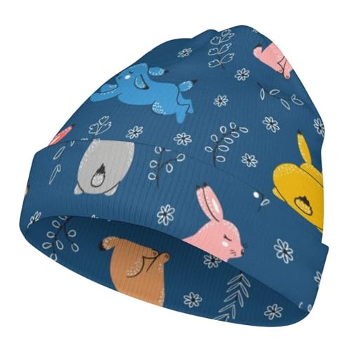 Cute Rabbit Pattern Kids Beanie Hat for for Girls Boys Children Cap Winter Knitted Chemo Cancer Headwear Accessories Gifts Decoration Black