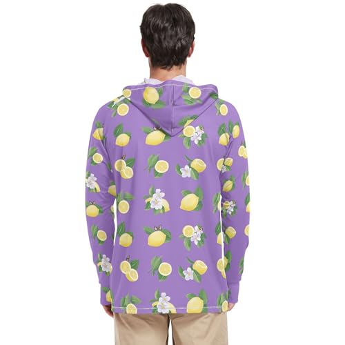 Beauty Lemon Fruit Purple Mens Sun Protection Hoodies Long Sleeve Cooling Hoodies UPF 50 + Beach Shirt S3